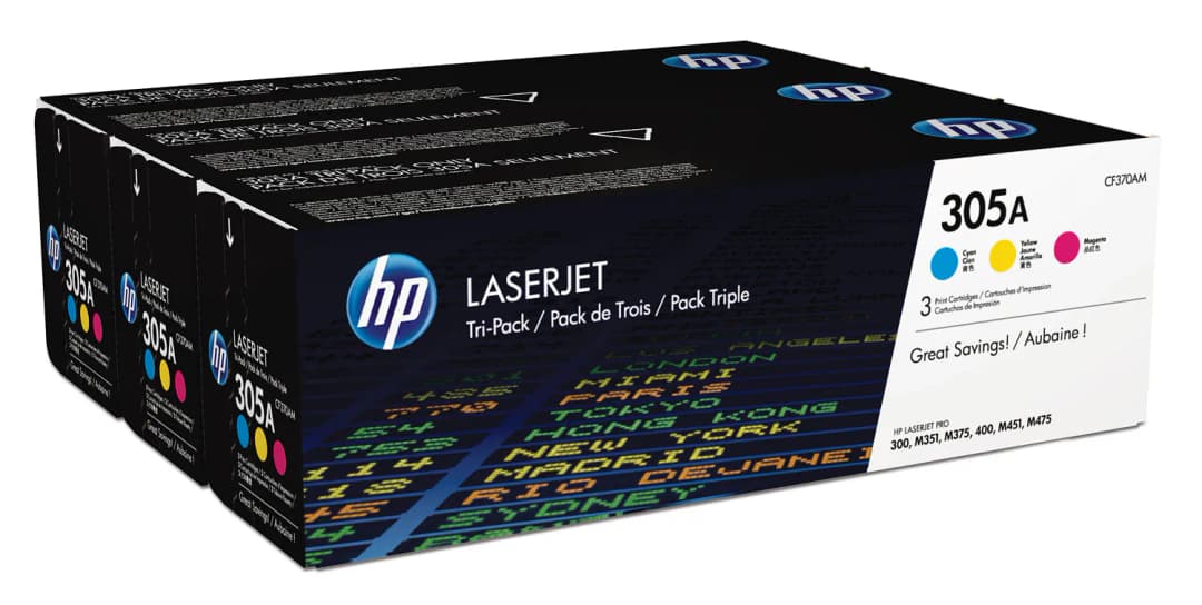 HP 305A CF370AM  Original Colours 3-Pack Toner Set