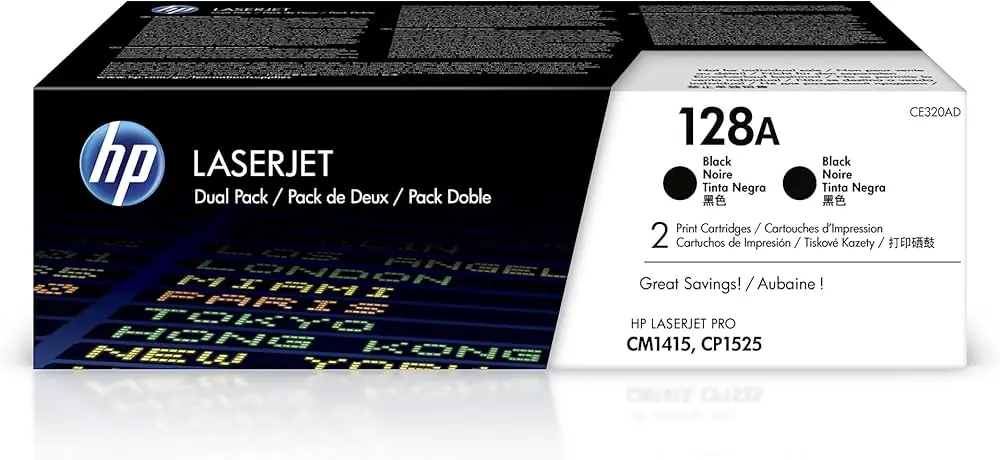 HP 128A CE320A Original 2-Pack Toner Set