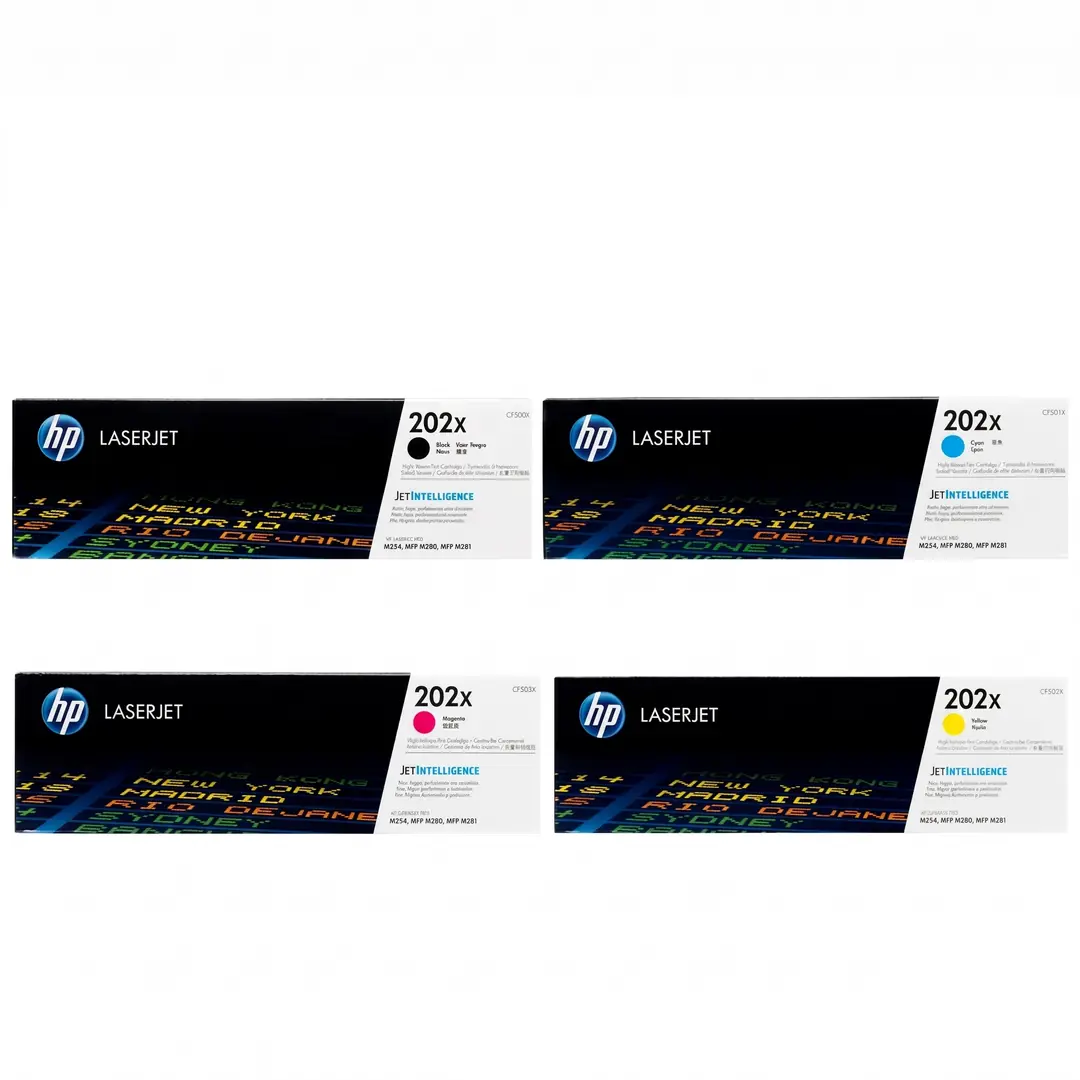 HP 202X CF500X CF501X CF502X CF503X Yüksek Kapasiteli Orijinal 4’lü Toner Paketi