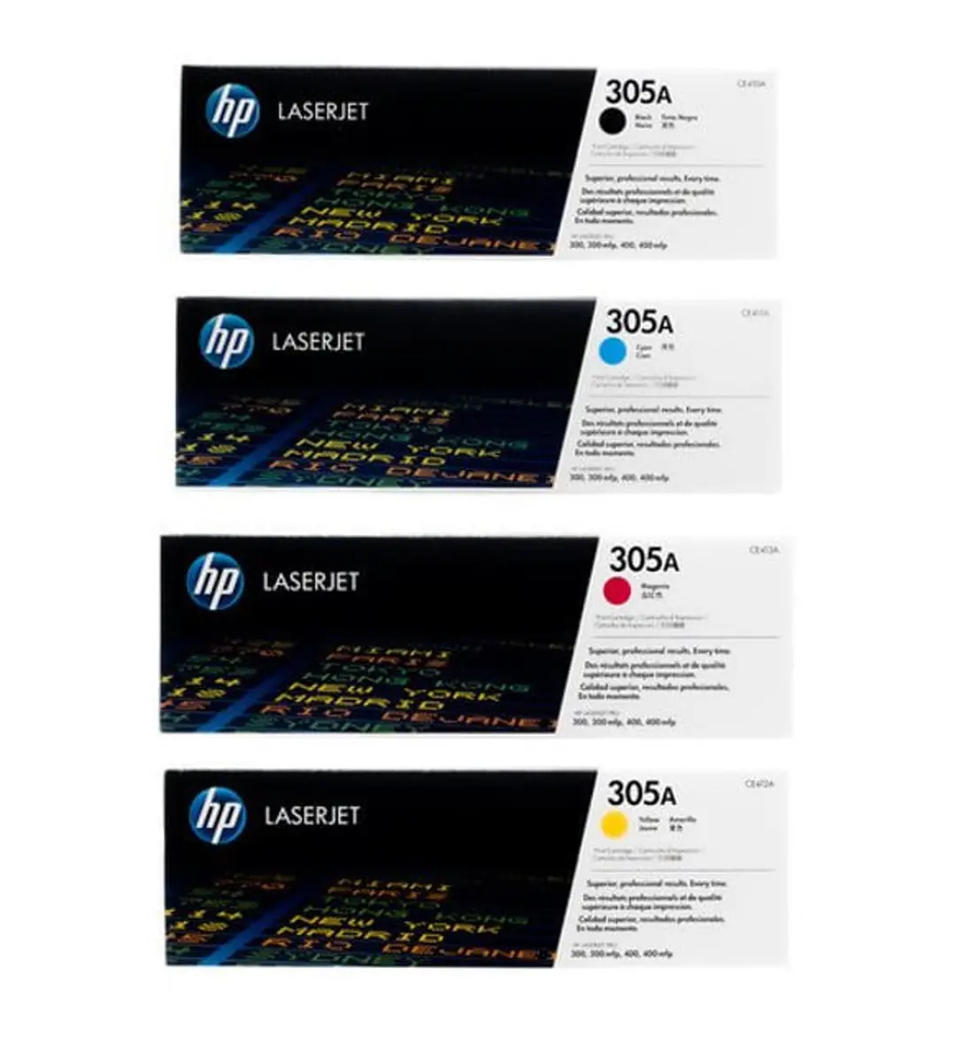 HP 305A CE410A CE411A CE412A CE413A Original 4-Pack Toner Set