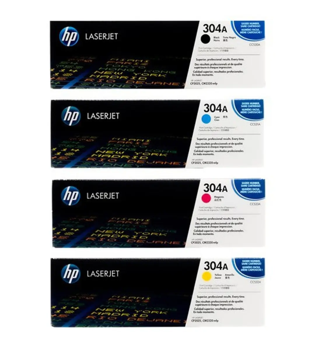 HP 304A CC530A CC531A CC532A CC533A Original 4-Pack Toner Set